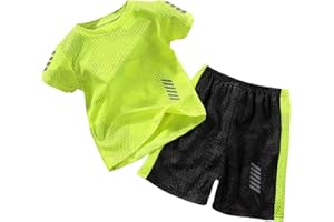 XINYUNZU Trainingsanzug Kinder Sommer Jogginganzug Schnelltrocknend Sportanzug Kurz Sport T-Shirt und Shorts Set Sportkleidung Tracksuit Activewear für Jungen 2-11 Jahre