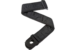 D'Addario Accessories Gitarrengurt mit Verschluss - E-Gitarrengurt, Akustikgitarrengurt, Bass-Gitarrengurt - Schwarzer Satin