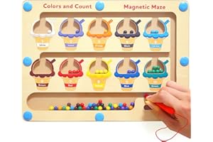 Nawchedo Labirinto Magnetico dei Colori e dei Numeri - Puzzle montessoriano di Legno per l'apprendimento del conteggio - Giocattoli per Bambini e Bambine di 3, 4 e 5 Anni, con abilità motorie Fini