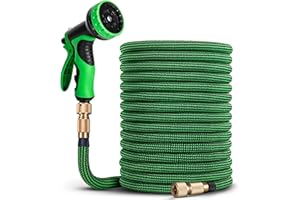 HOMEPROTEK Tuyau d'Arrosage Extensible 30m - Tuyau d’Eau Réglable avec 1/2'' et 3/4'' (19mm et 13mm) Adaptateurs, 9 Modes d'Arrosage, Latex Triple Épaisseur Durable avec Raccords en Laiton et Sac