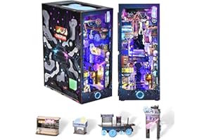 MiniCity Book Nook Kit, New DIY miniaturowy zestaw książeczkowy dla lalek, drewniane puzzle 3D Bookend Bookend Insert Decor with LED Light for Teens and Adults (niekończące się wymiary)