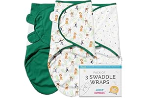 Juicy Bumbles Koc do przewijania w wieku 0-3 miesięcy, 100% bawełna, owijka dla noworodka, zestaw 3 sztuk, niezbędne dla noworodka, chłopca i dziewczynki
