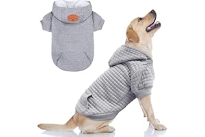 BEAUTYZOO Small Dog Hoodie Sweater with Pockets, Dog Clothes for Small Medium Dogs Boy Girl, Waffle-like Laminated Cotton Pet Coats with Hat and Leash Hole, All Weather Coat for Puppy Doggie Chihuahua