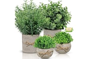 ENCOUN 4Pezzi Piante Artificiali, Piante Finte da Interno, Mini Pianta Artificiale, Piantine Finte Decorative, Piante Artificiali da Interno per Casa, Ufficio Tavolo, Bagno, Decorazione Interno