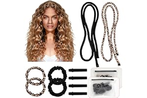 2 stycken Hheatless lockband lockband över natt Heatless Curls silke, lämplig för användning under sömnen, lämplig för långt och kort hår (svart + kaffe leopardmönster)