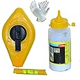 Digital Craft 30m Chalk Line engineering plastics Manual Ink Marker Measure Line Hand Reel Wire Box with Chalk Powder Micro Level Gauge Construction Tool with Hand Gloves (Multicolor)