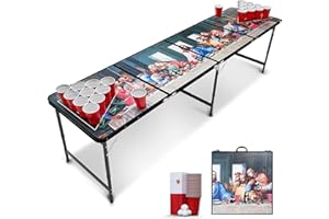 RedCupShop® Bierpong Tisch 'Letztes Abendmahl' Set | Klappbarer Tisch inkl. 25 Bechern & 4 Bällen | Wasserabweisend & Kratzfest | Tragbarer Beer Pong Tisch