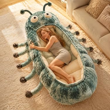 Saco Dormir Oruga De Felpa Para Adultos – Capullo Acogedor Para Interior, Ideal Para Siestas, Lectura Y Ver Películas