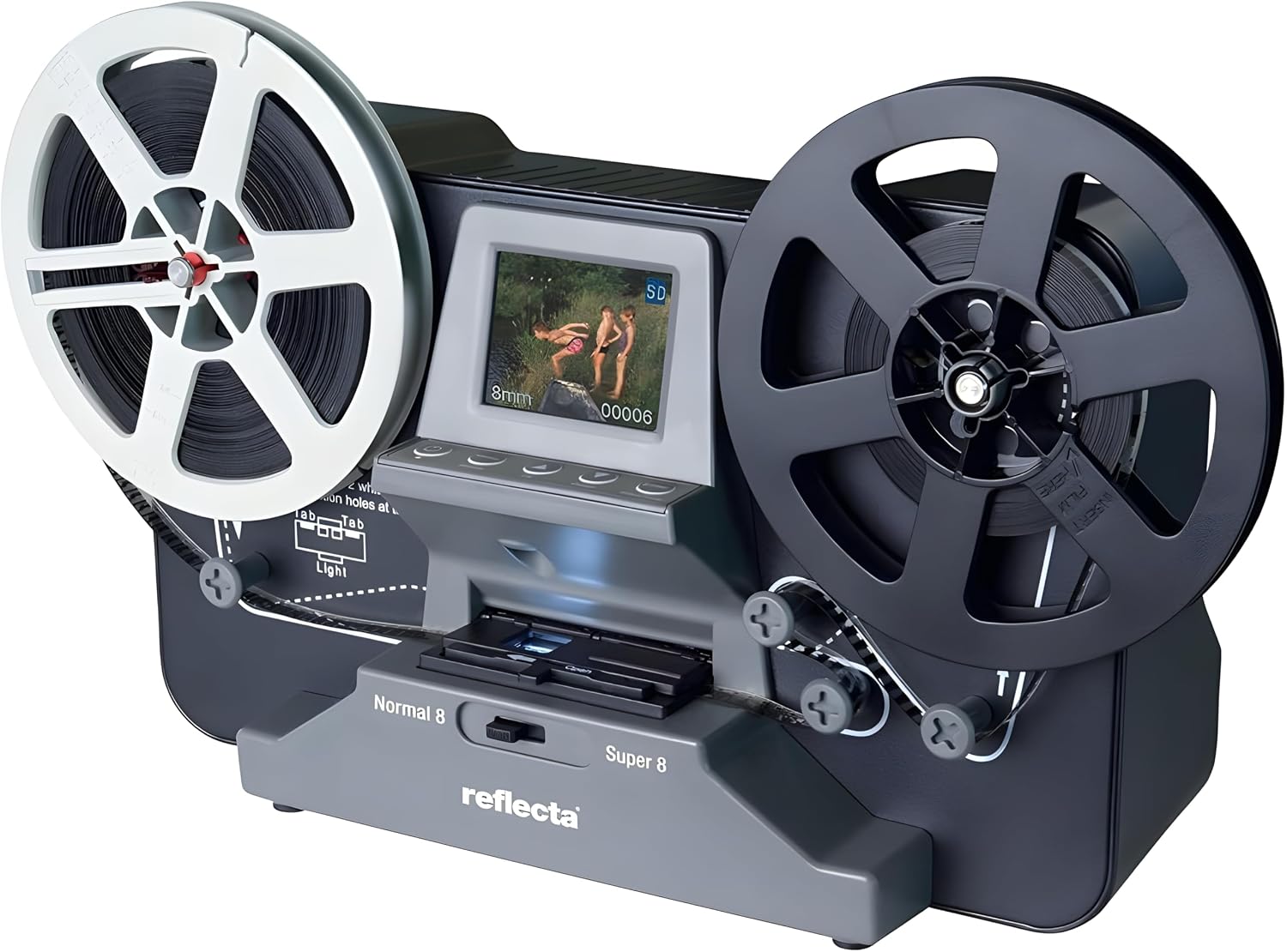 Reflecta Escáner de Película Super 8 y Normal 8: Sensor CMOS 3.53MP, Resolución 1440x1080p a 20fps, Pantalla LCD 2.4'', Corrección de Exposición Auto/Manual, USB 2.0, Digitalización HD MP4