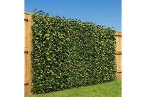 CHRISTOW Expanding Artificial Trellis Fake Laurel Leaf Hedge Garden Privacy Screening (1m x 2m)