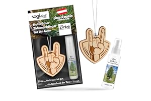 ‎SAGL.TIROL HOLZMANUFAKTUR sagl.tirol Auto Duft aus Zirben Holz [100% Bio] inkl. Zirben Raum Parfüm 5ml I verschiedene Motive I natürlicher Auto Duftbaum I Auto Duft Innenraum I Auto Lufterfrischer I Autoduft I Rock on