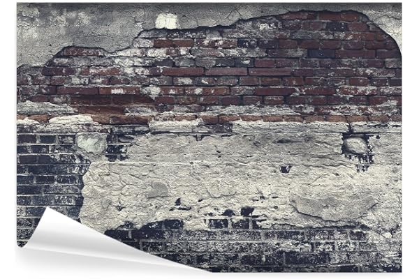 decomonkey - Papier Peint Panoramique Mur de Pierre 350x256 cm - Décoration murale moderne – Tapisserie décorative pour chambre salon - Architecture béton brique urbain moderne gris texture fond