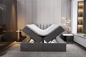 ‎TRADA Palermo Boxspringbett mit Bettkästen H3 Matratze mit Topper (Grau, 140 x 200 cm)