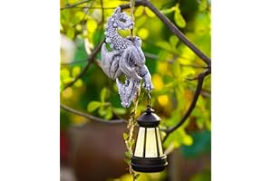 Yeomoo Wiszące figurki smoków z lampami solarnymi, dekoracja ogrodowa do użytku na zewnątrz – zabawna figurka smoka, dekoracja do ogrodu, na taras, balkon, prezent dla kobiet/mężczyzn/mamy, dekoracja