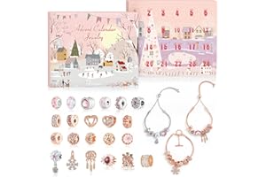 Ucouper Adventskalender Schmuck mit 3 verstellbaren Armbändern 22 Charm Beads für Mädchen Frauen Weihnachtskalender Weihnachts Geschenk DIY