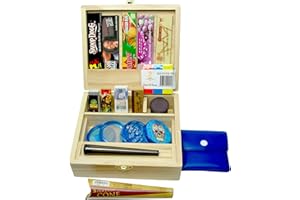 Large Rolling Supreme Wooden Box Gift Set Papers SX4 Filter Tips, Natural,RSL_5SX4_SET
