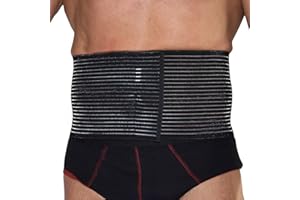 BODYPERFECT Fascia ernia ombelicale Pancera post operatoria Cintura post parto Elasticizzata A Strappo Altezza 20 Cm Made in Italy (Nero, L)