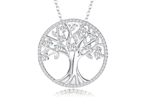 JUZICHEN Collier Arbre de Vie en Argent Sterling 925, Collier Arbre de Vie en Zirconium Vert, Pendentif Femmes