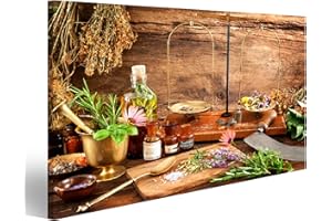 islandburner, Bild auf Leinwand Alte Naturheilkunde Kräuter - Leinwand Bilder in verschiedenen Formaten für Wohnzimmer, Schlafzimmer oder Küche - Leinwandbilder, Wandbilder, Wand-Bilder Poster