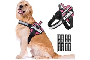 WENDISI Reflective Dog Harness, Anti-Slip No Pull Dog Vest Harness with 8Pcs Dog Patches, Adjustable In Training Service Pet Harness for All Breeds, 3 Ring No-Choke Pet Oxford Vest for Small Medium Large Dogs
