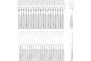 OMJMYY 100 Stück Wiederverwendbar Plastikbesteck,Plastikgabeln,Kunststoffmessern,Plastikbesteck Set,Party Besteck Plastik für Familienfeiern,Outdoor Dinner