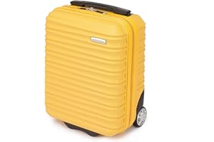 WITTCHEN Maleta de Viaje pequeña Equipaje de Mano Maleta de Ruedas ABS rígido con 2 Ruedas estándar asa telescópica Groove Line Maleta pequeña Amarillo Ryanair/Vueling/Iberia/easyJet/Iberia Express