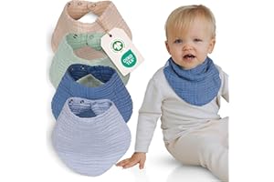 furora BABY Musselin Halstuch Baby Mädchen & Jungen, bio Baumwolle OEKO-TEX: Set (4 Stück) Dreieckstuch Baby Winter + Sommer | Lätzchen Baby Neugeborene- Kinder 4 Jahre: weich saugfähig