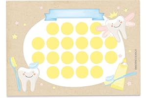 PAPIERDRACHEN Juego de tablero de recompensas para niños como bloque desprendible 10 hojas - Concepto motivador - con grandes pegatinas para niños y niñas - motivo para cepillarse los dientes 1 juego 10