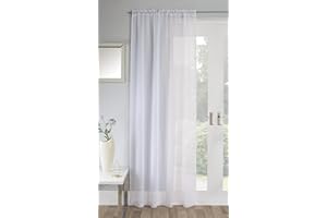 Ians Emporium JEWEL VOILE SLOT TOP PANEL LINEN EFFECT WITH SMALL DIAMANTE GLITTER SPARKLE GEMS WHITE 48" (122cm) Drop - Curtains At Home