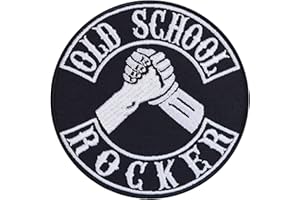 EXPRESS-STICKEREI Toppa ricamata da applicare con ferro da stiro o cucitura "Old School Rocker" | Toppa per motociclisti da annodare/stirare | accessori moto Rockabilly | Applique per tessuti | 90x90mm