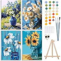 GHHKUD Kit di pittura natalizia con i numeri, per adulti e principianti, con olio e acrilico con camion rosso, facile da dipingere con i numeri, per adulti e principianti, con tela incorniciata