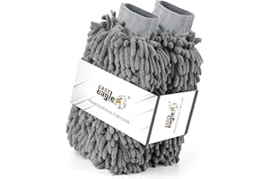 EASY EAGLE Guanto in Microfibra Ciniglia, Guanti per Lavaggio Auto Pulizia Vetro, Grigio, Set di 2