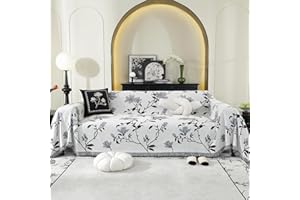 LiveGo Sofa Cover for 3 Seater, Chenille AB Sided Slipcover for Sofa, All-Season Couch Cover for Dogs, Sofa Loveseat Covers Futon Cover L Shaped Sofa Cover with Tassel (grey 180 * 340cm)