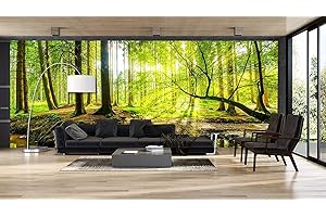 Oedim Fotomural Vinilo Adhesivo Bosque Primavera, Vinilo Adhesivo Decorativo para Habitaciones, decoración para Paredes.