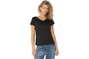 DANISH ENDURANCE Camiseta Mujer Algodón Orgánico, Cuello Redondo o Cuello en V, 1 Pack - Camisetas Mujer Manga Corta, Camisetas Manga Corta Mujer, Camisetas Básicas Mujer