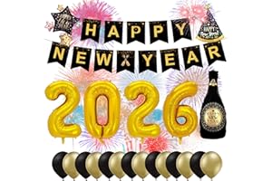 TK GRUPPE TIMO KLINGLER XXL Décoration Nouvel An 2026 Set – Happy New Year – avec ballons, ballons chiffres en aluminium, accessoires photo, guirlande comme décoration pour le réveillon (Set Décoration 02)