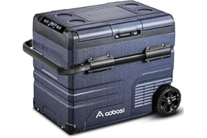 AAOBOSI Frigo Portatile, Frigo Per Auto Doppia Zona, Frigorifero da Viaggio con WiFi, -20 ℃ a 20℃, 12/24V DC e 100/240V AC,Per Auto, Camion, Camper, Barca e Presa Di Corrente