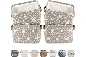 LessMo 4 Pack Storage Baskets, Collapsible Mini Storage Boxes, Canvas Fabric Waterproof Storage Bins made from Cotton and Linen, for Toys, Bathroom, Closets, Playroom (GALAXY, Thick fabric)