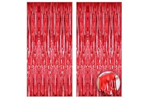 KatchOn, XtraLarge Red Streamers Party Decorations - 6.4x8 Feet, Pack of 2 | Red Fringe Backdrop for Carnival Decorations | Red Backdrop, Red Birthday Decorations, Red Carpet Red Party Decorations