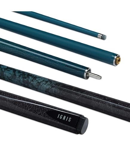 Queue De Billard PowerGlide Ignis – Carbone & Fibre De Verre 2 Pièces | Finition Haute Brillance Orange/Vert/Violet/Noir – 144,8 Cm, 10 Mm