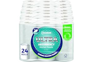 Magnum Ultra Absorbency Kitchen Roll - Strong & Durable, Bulk Buy (Pack of 4 x 6 Rolls, totaling 24 Rolls)