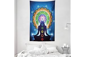 ABAKUHAUS Chakra Tapisserie, Mandala Yoga Chakra, Couleurs claires, 140 x 230 cm, Multicolore
