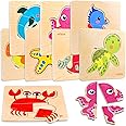 Faburo Wooden Toddler Puzzles - 8 Pack Jigsaw Puzzles for 1-3 Year Old Boys & Girls, Educational Toys for Brain Development, Birthday Gift for Preschool Learning