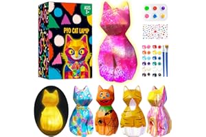 GOODY KING Bastelset Kinder ab 6 7 8 Jahre Geschenk Mädchen 6 7 8 9 10 Jahre Basteln Mädchen 6 7 8 9 10 Jahre Katze Spielzeug Malset für Kinder Lampe zum Bemalen Ostern Weihnachten Geburtstagsgeschenk