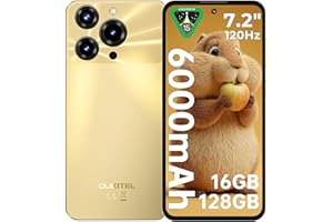 OUKITEL C69 Mobile Phones - Android 15 Smartphone, 7.2" HD+ Large Display, 64MP Camera, 6000mAh Battery Phones, 16GB+128GB/1TB, 4G Dual SIM Free Mobile Phone, Fingerprint/Face ID/GPS/BT5.0, Gold