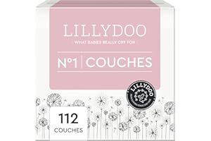LILLYDOO - Couches Bébé Hypoallergéniques, Taille 1 (2-5 kg), Lot de 4 paquets (112 pièces), Ultra Douces et Absorbantes, sans Parfum et Lotion pour les peaux sensibles, Testées dermatologiquement