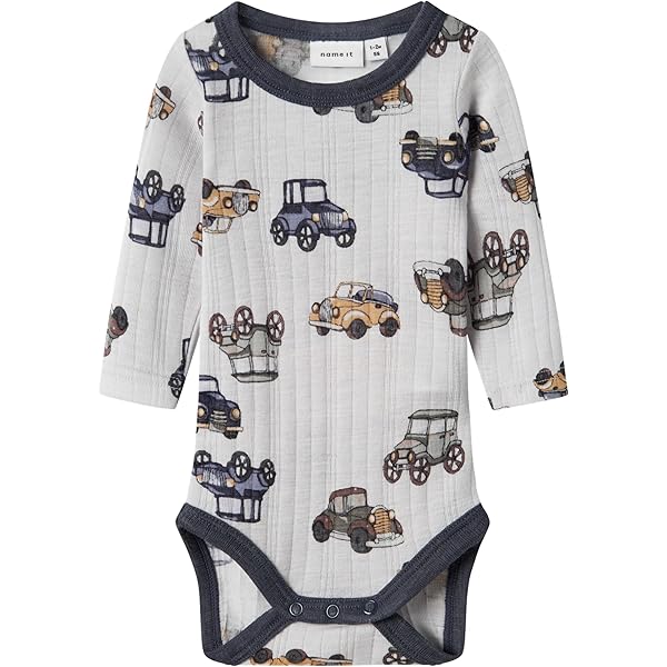 Name It Nbmbody 3p Ls Baby Elephant Noos - Pitkähihaiset Bodyt