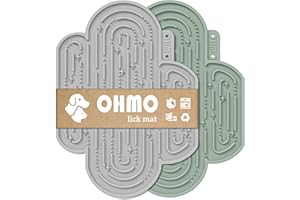 OHMO - Lick Mat per Cani in Silicone con Ventose ad Alta Resistenza (2 Pezzi, Grigio-Verde Chiaro), Senza BPA, distrae Il Cane e rallenta Il processo di Alimentazione