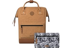 CABAÏA CABAIA - Sac à Dos Adventurer Moscou - Medium 18L - Déperlant - Compartiment Ordinateur Portable 13" - 2 Poches - Certifié Vegan - Sac Voyage, Affaires, École pour Homme et Femme - Marron