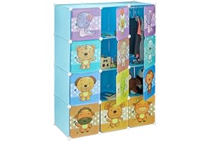 Relaxdays Estantería Infantil Modular con Animales, Azul, Estándar